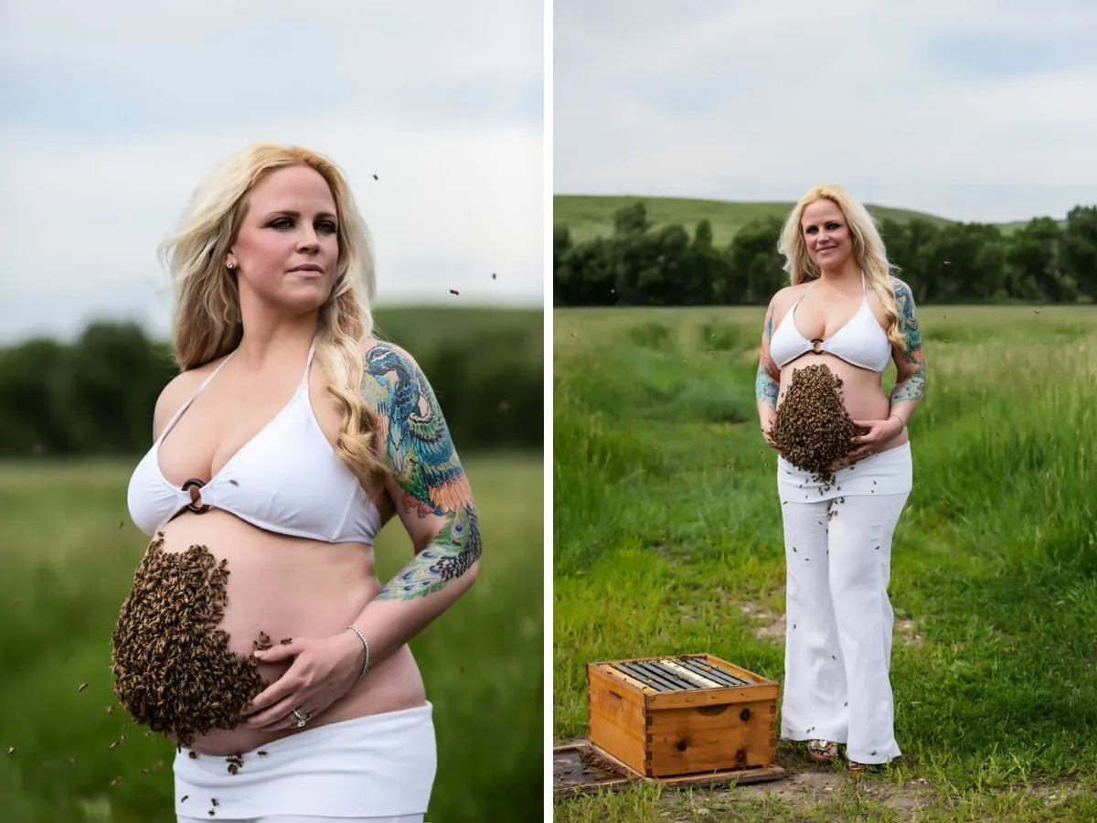 TD"Controversial Maternity Photoshoot: Pregnant Woman Poses with 20,000 Live Bees, Sparks Concern for Her and Unborn Baby (VIDEO)"